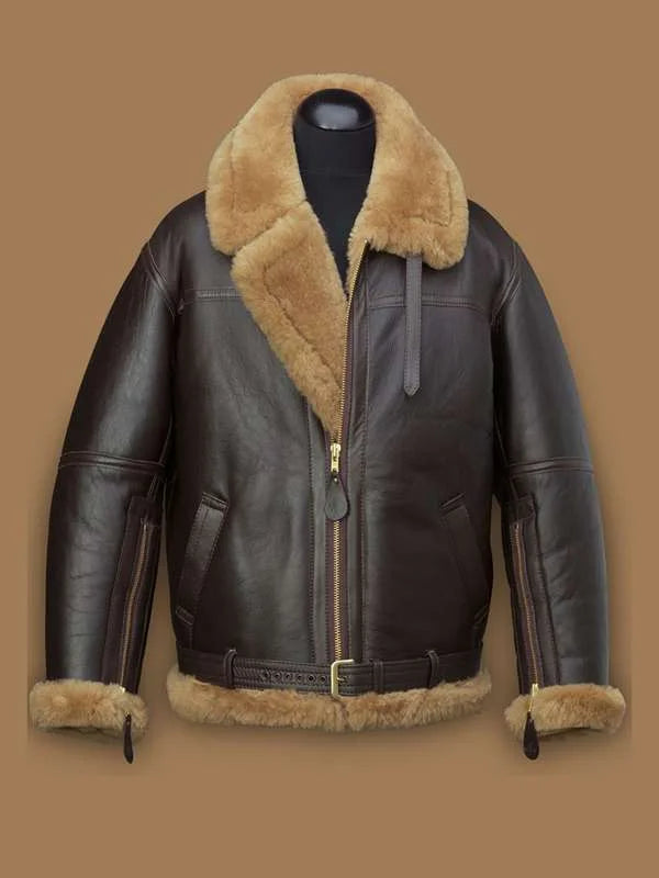Men RAF Brown Shearling Jacket