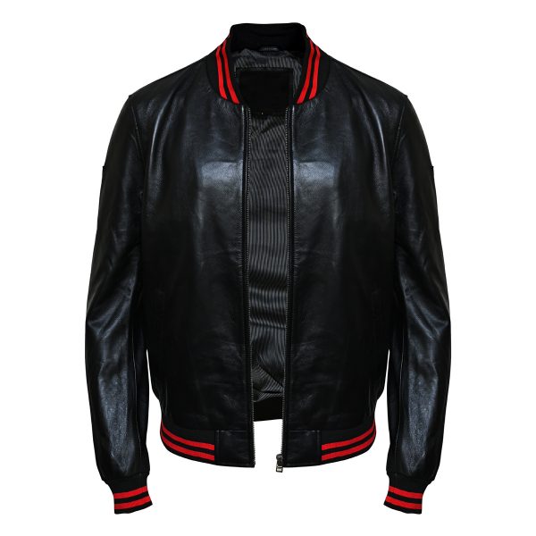 Men's Black Bomber Leather Jacket