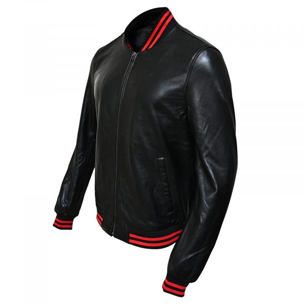 Men's Black Bomber Leather Jacket