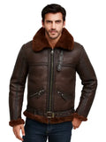 Men Aviator Bomber Leather Jacket