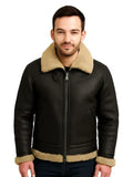Men Black B3 Bomber Shearling Leather Jacket