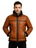 B3 Men’s Sheepskin Brown Shearling Jacket