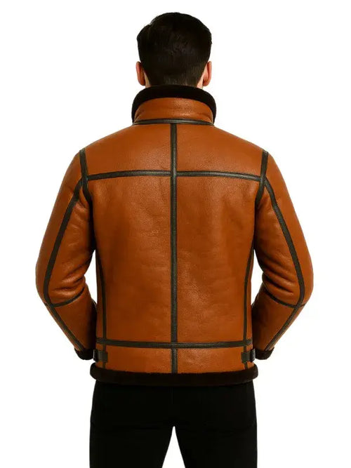 B3 Men’s Sheepskin Brown Shearling Jacket