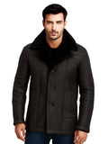 Men Black Shearling Biker Jacket