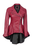 Womens Pink Peplum Leather Jacket
