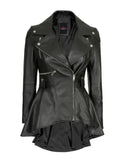 Womens Black Leather Peplum Jacket