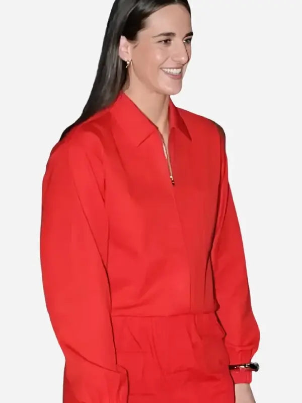 AT&T WNBA All-Star Game 2026 red zip jacket front chest pocket detail