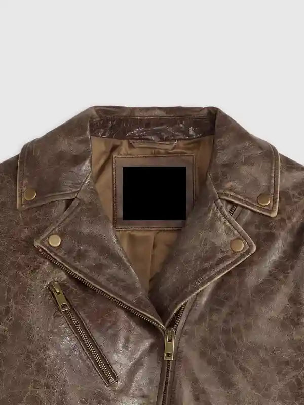 Brown Genuine Leather Moto Jacket