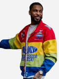 Man wearing Jeff Gordon Hendrick Motorsports twill uniform jacket side view