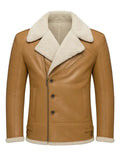 Mens Classic Tan Shearling Aviator Jacket