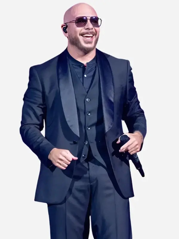 Pitbull I'm Back Tour black tuxedo blazer concert stage look