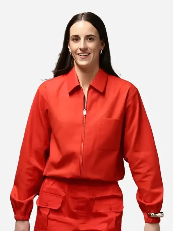 WNBA All-Star Game 2026 red cargo-style utility jacket front view