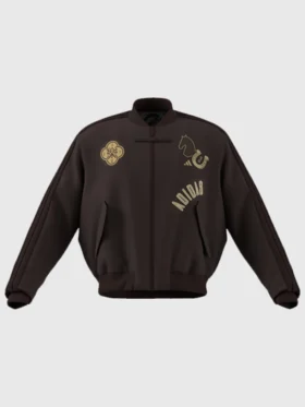 Front view of the Adidas CNY Modern China Padded Bomber Jacket.