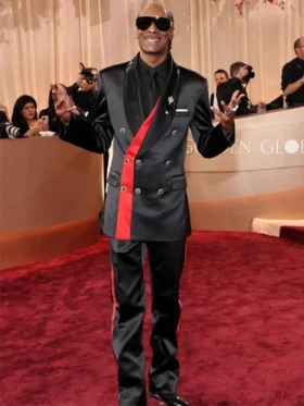Golden Globe Awards Snoop Dogg Suit featuring a classic black red carpet look.